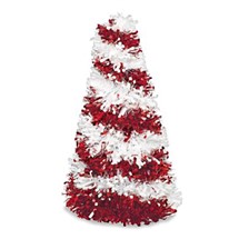 Candy Cane Tinsel Tree 10" Centerpiece